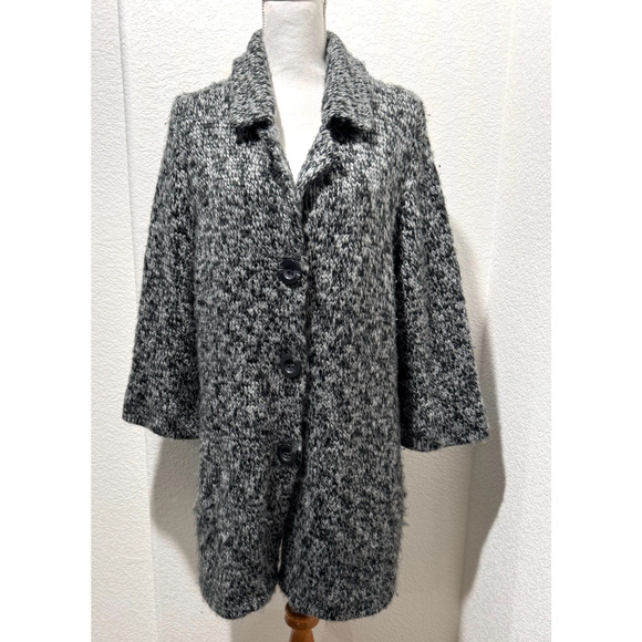 Pendleton Womens Gray Black Sweater Coat Jacket Cardigan Plus 2X Chunky Knit - Picture 1 of 10